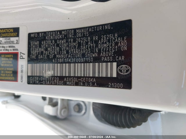 Toyota CAMRY SE 2015 4T1BF1FK3FU097150 Image 9