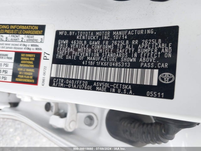 Toyota CAMRY SE 2015 4T1BF1FK6FU485313 Image 9