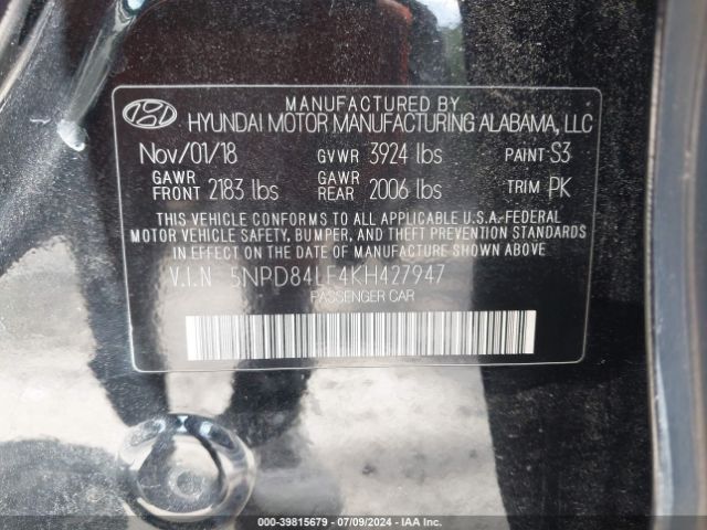 2019 HYUNDAI ELANTRA 5NPD84LF4KH427947 Photo 8