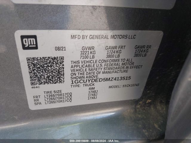 1GCUYDED5MZ413515 Chevrolet Silverado 1500 4wd  Standard Bed Lt