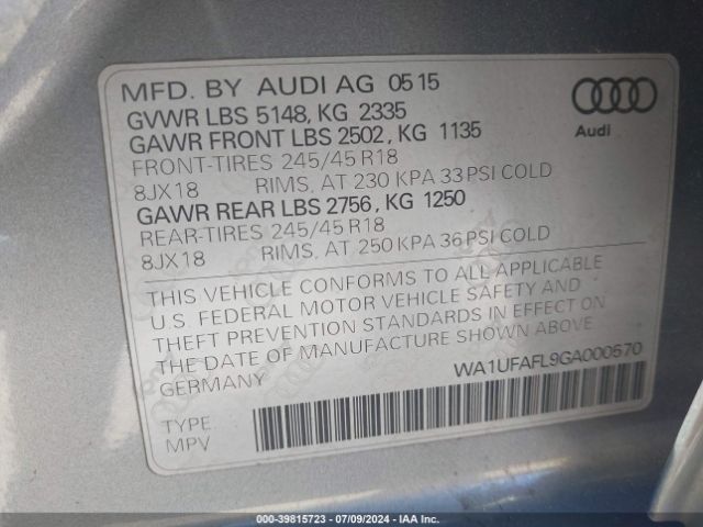 WA1UFAFL9GA000570 Audi Allroad 2.0t Premium