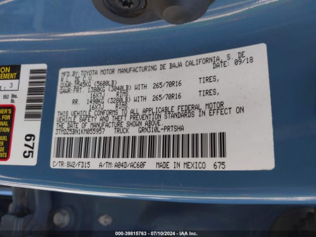 3TMDZ5BN1KM055957 Toyota Tacoma Trd Off Road