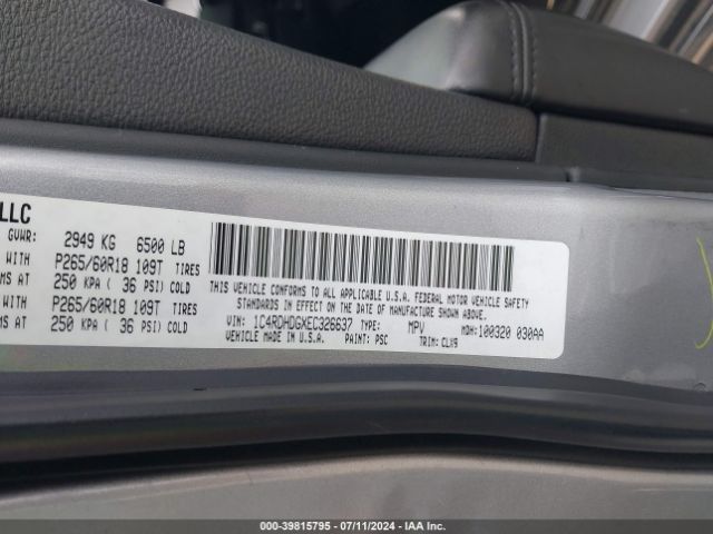 1C4RDHDGXEC326637 Dodge DURANGO LIMITED