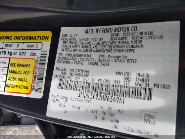 3LN6L5C92HR656961 Lincoln MKZ SELECT