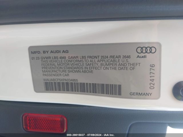 WAUABCF5XPA034855 Audi A5 Sportback Premium 40 Tfsi Quattro S Tronic