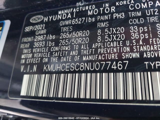 KMUHCESC8NU077467 Genesis Gv80 3.5t Awd Advanced