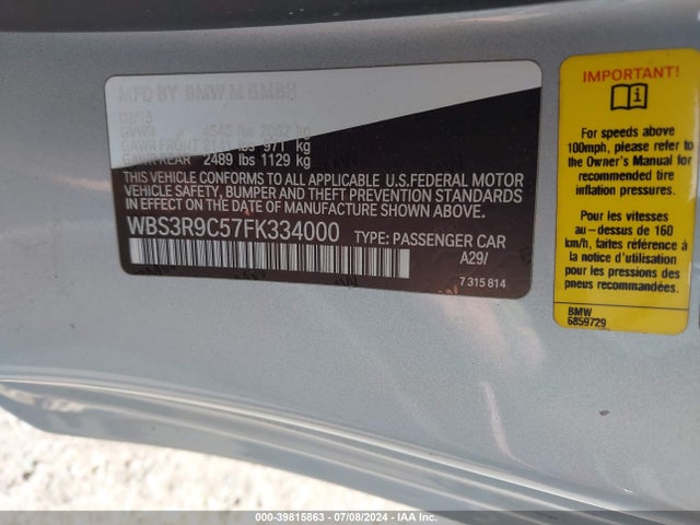 BMW M4 2015 WBS3R9C57FK334000 Image 9