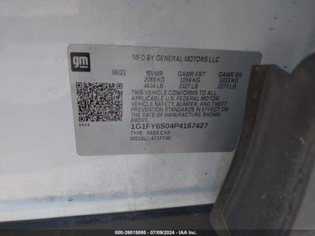 1G1FY6S04P4167427 Chevrolet Bolt Euv Fwd Lt