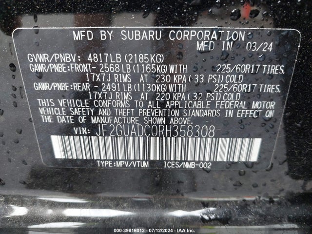 Subaru Crosstrek Premium 2024 JF2GUADC0RH358308 Image 9