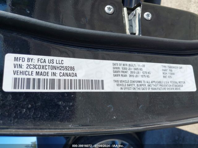 2C3CDXCT0NH259286 Dodge CHARGER R/T