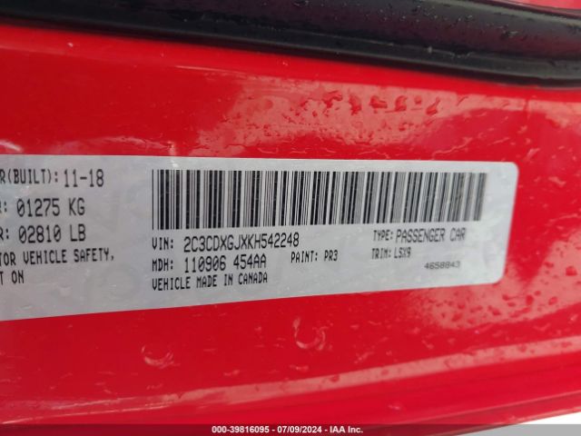 2C3CDXGJXKH542248 Dodge Charger Scat Pack Rwd