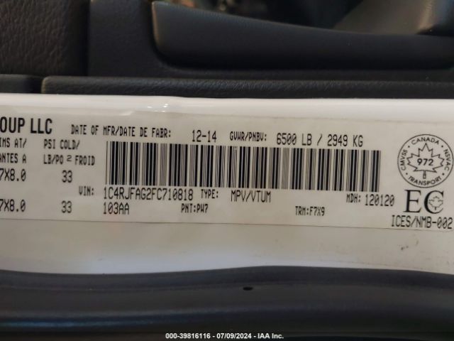 1C4RJFAG2FC710818 Jeep Grand Cherokee Laredo