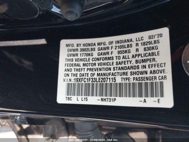 19XFC1F33LE207115 Honda CIVIC EX