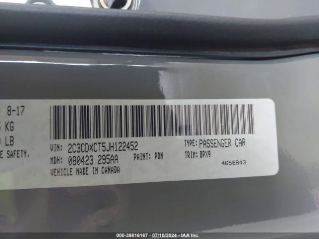 2C3CDXCT5JH122452 Dodge Charger R/t Rwd