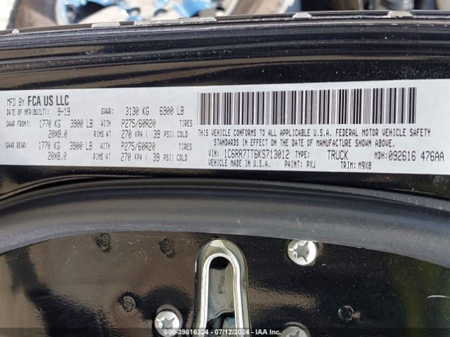 1C6RR7TT6KS713012 RAM 1500 Classic Big Horn  4x4 6'4 Box