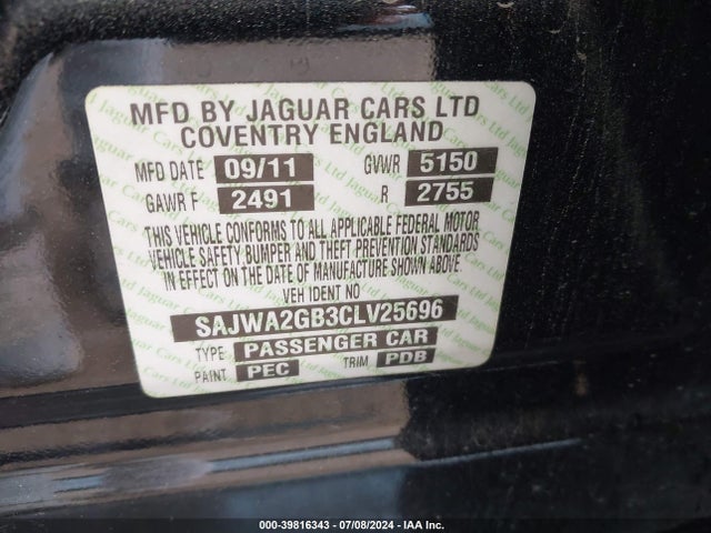 2012 JAGUAR XJ SAJWA2GB3CLV25696 Photo 8