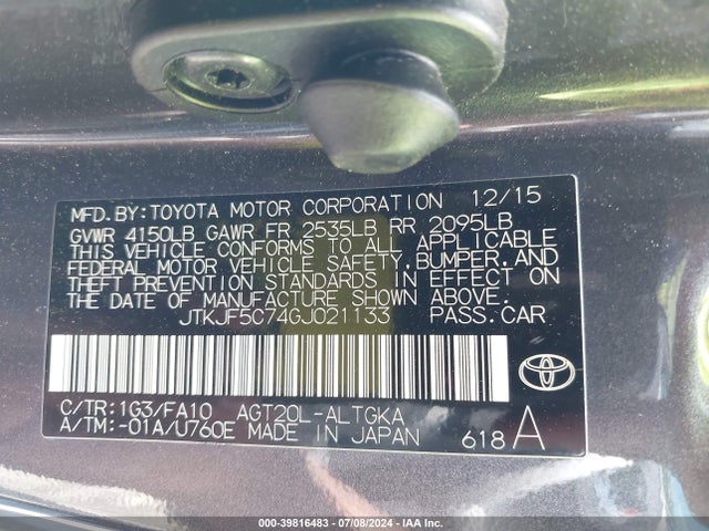Scion TC 2016 JTKJF5C74GJ021133 Image 9