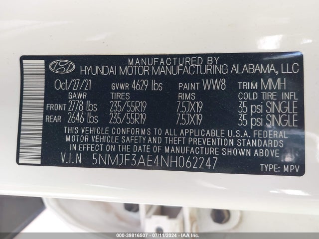 Hyundai TUCSON SEL 2022 5NMJF3AE4NH062247 Image 9