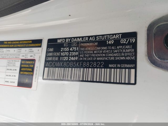 WDDWK8DB5KF882822 Mercedes-Benz C 300