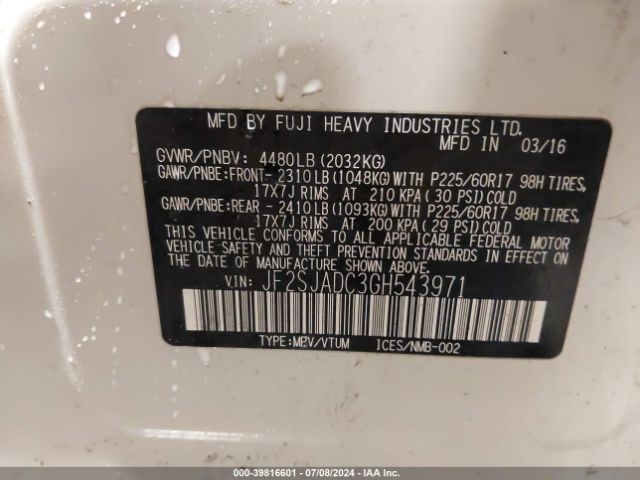 JF2SJADC3GH543971 Subaru Forester 2.5i Premium