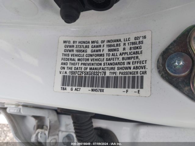 19XFC2F5XGE032178 Honda Civic Lx