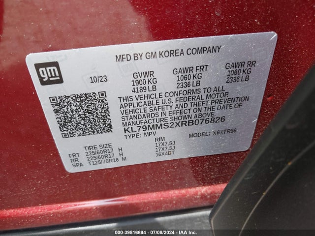 Chevrolet Trailblazer Fwd Ls 2024 KL79MMS2XRB076826 Image 9