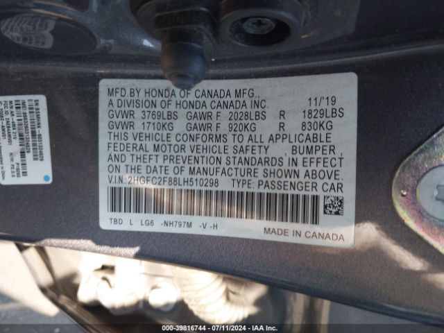 2HGFC2F88LH510298 Honda Civic Sport