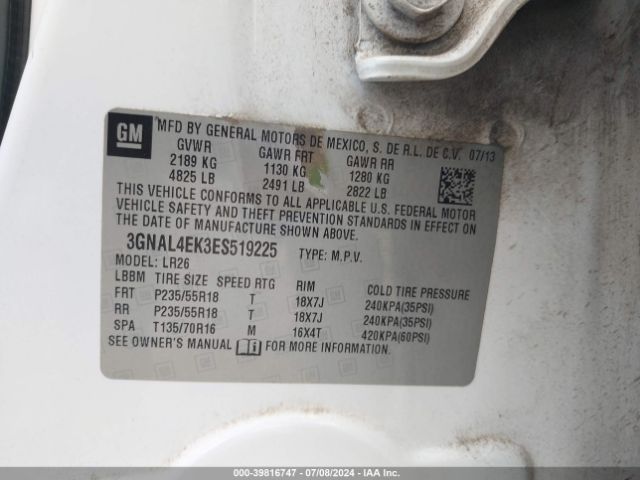 3GNAL4EK3ES519225 Chevrolet Captiva Sport Ltz