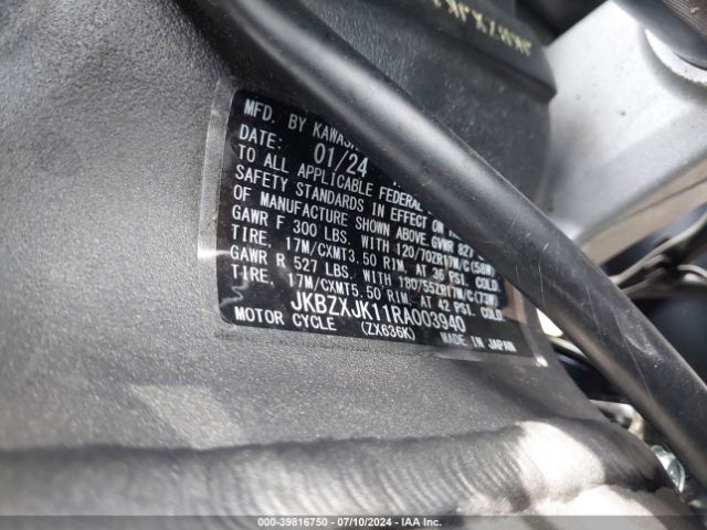 2024 KAWASAKI ZX636 JKBZXJK11RA003940 Photo 9