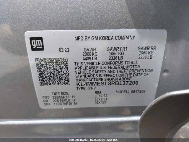 KL4MMESL8PB137206 Buick Encore Gx Select Awd
