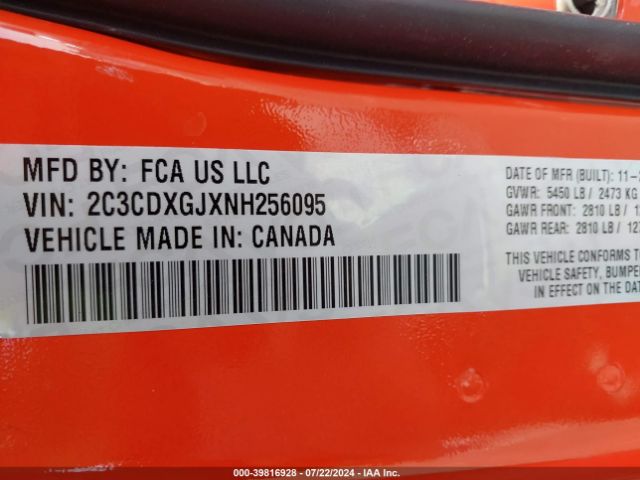 2C3CDXGJXNH256095 Dodge Charger Scat Pack