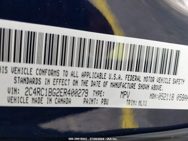 2C4RC1BG2ER400279 Chrysler Town & Country Touring