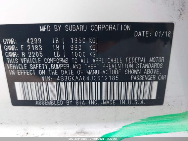 4S3GKAA64J3612185 Subaru Impreza 2.0i