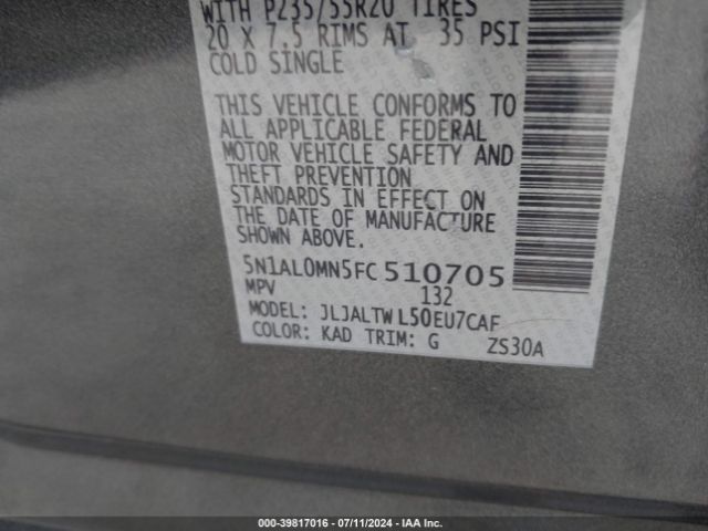 5N1AL0MN5FC510705 Infiniti QX60