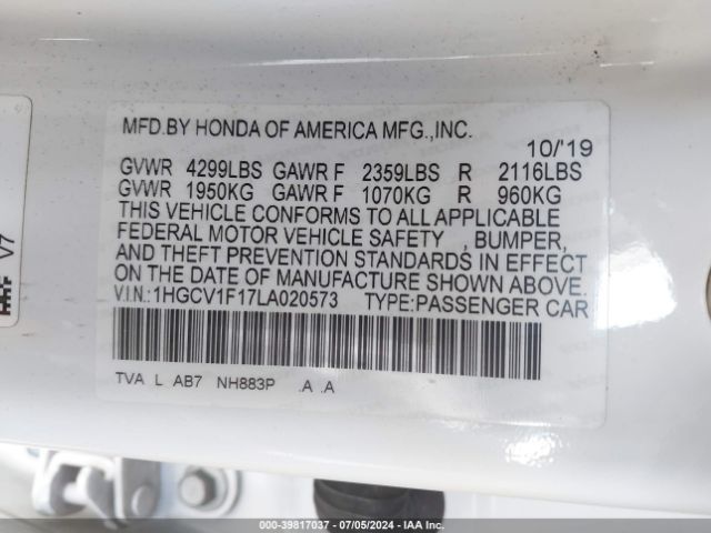 1HGCV1F17LA020573 Honda ACCORD LX