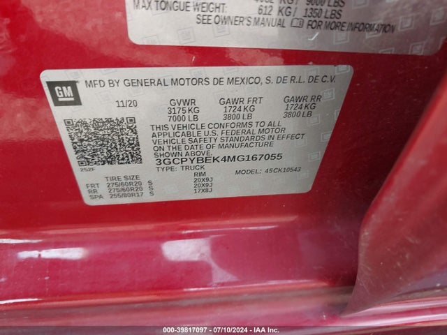Chevrolet Silverado 1500 Custom 2021 3GCPYBEK4MG167055 Image 9