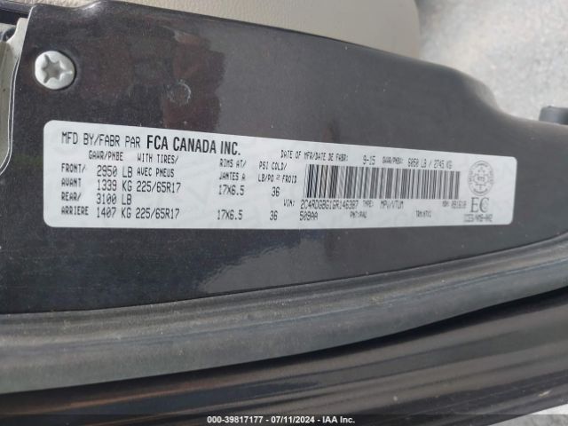 2C4RDGBG1GR146387 Dodge Grand Caravan Se/sxt