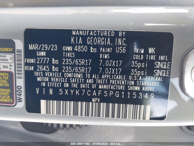 5XYK7CAF5PG115349 KIA Sportage X-pro