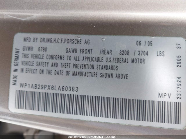 2006 PORSCHE CAYENNE WP1AB29PX6LA60383 Photo 8