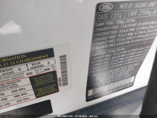 SALWR2VF2FA513691 Land Rover Range Rover Sport 3.0l V6 Supercharged Hse