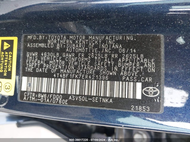 Toyota CAMRY LE 2014 4T4BF1FK7ER421396 Image 9
