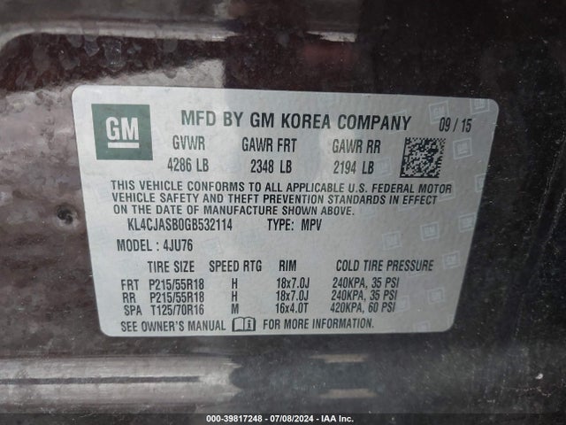 Buick Encore 2016 KL4CJASB0GB532114 Image 9