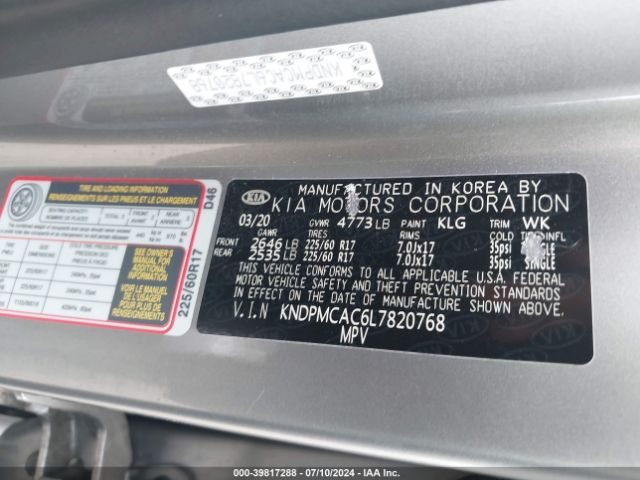 KNDPMCAC6L7820768 KIA Sportage Lx