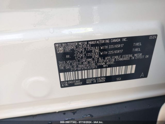 2T3P1RFV7RC451973 Toyota Rav4 Xle