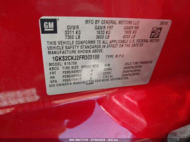 1GKS2CKJ2FR303199 GMC YUKON DENALI