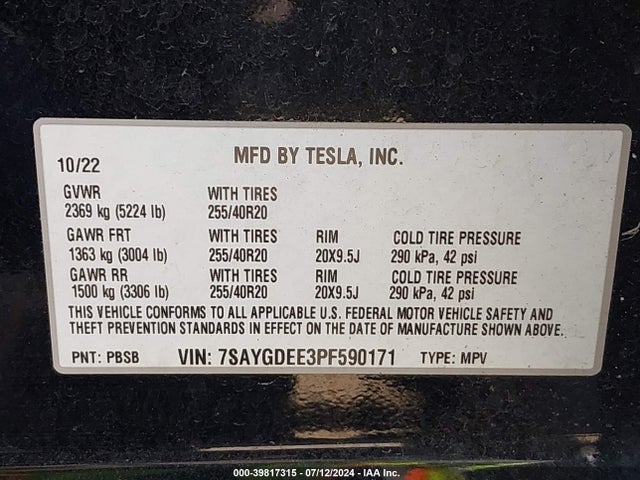 2023 TESLA MODEL Y 7SAYGDEE3PF590171 Photo 8