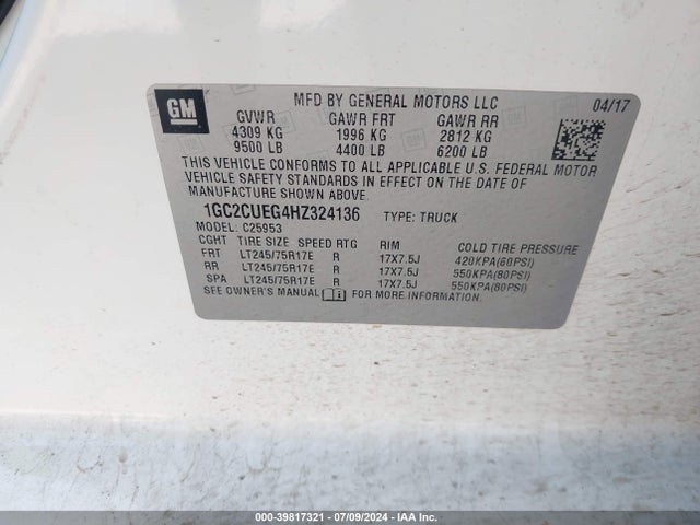 1GC2CUEG4HZ324136 Chevrolet Silverado 2500hd Wt