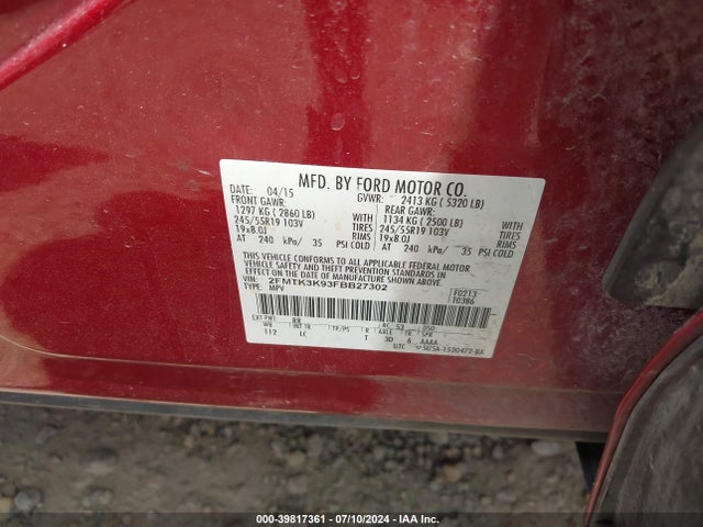 Ford Edge Titanium 2015 2FMTK3K93FBB27302 Image 9