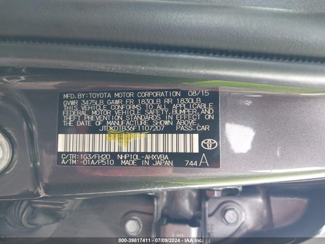 Toyota Prius C Four/one/three/two 2015 JTDKDTB36F1107207 Image 9
