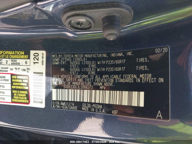 Toyota SIENNA XLE 2020 5TDYZ3DC3LS068373 Image 9